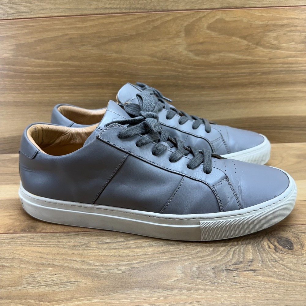 Greats Gray Leather Sneakers Mens 10.5 Low Top Casual Shoes